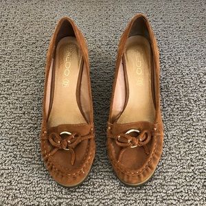 Aldo suede moccasin wedges